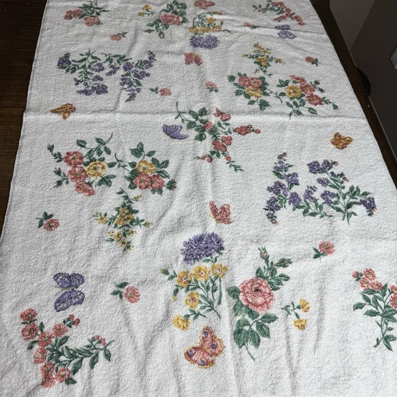 VTG NOS Fieldcrest Floral w/Butterflies 5 Piece Towel Set USA Cotton Cottage - Picture 7 of 7